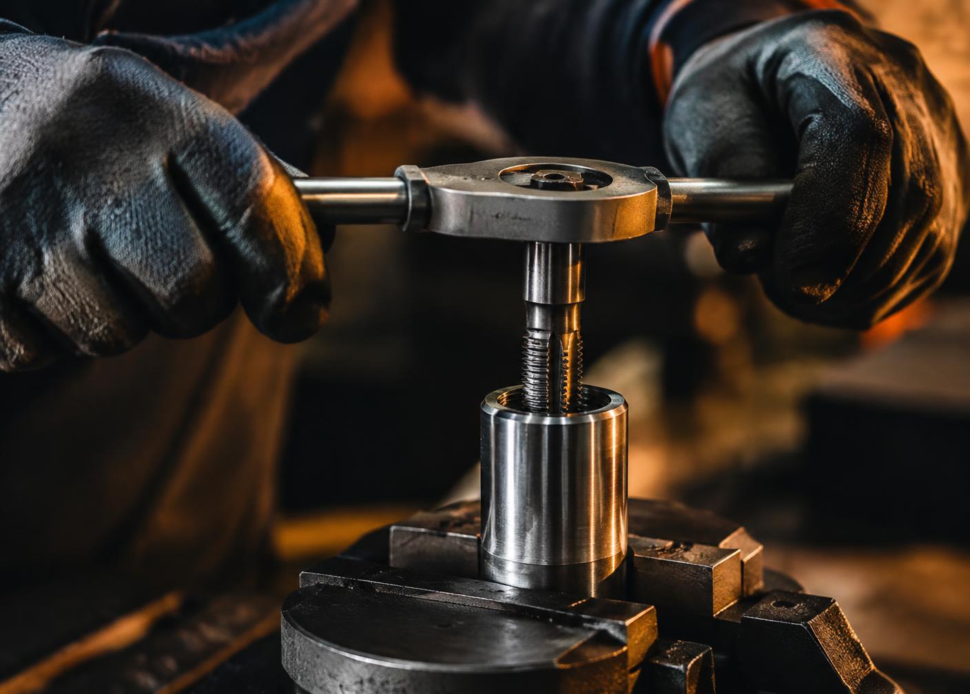Filettatura manuale di un componente metallico